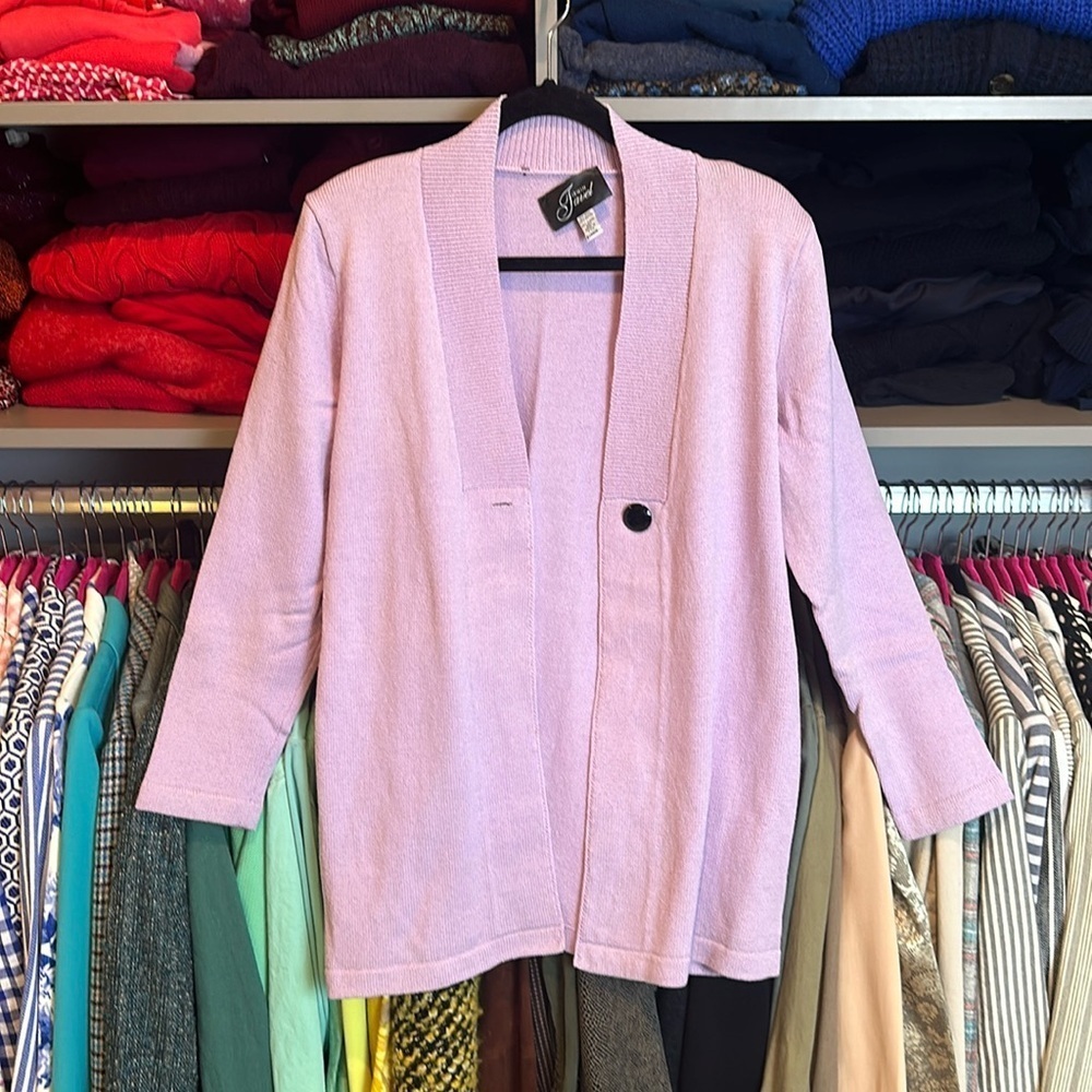 Vintage Irwin Javel lavender one button long sleeve cardigan size L